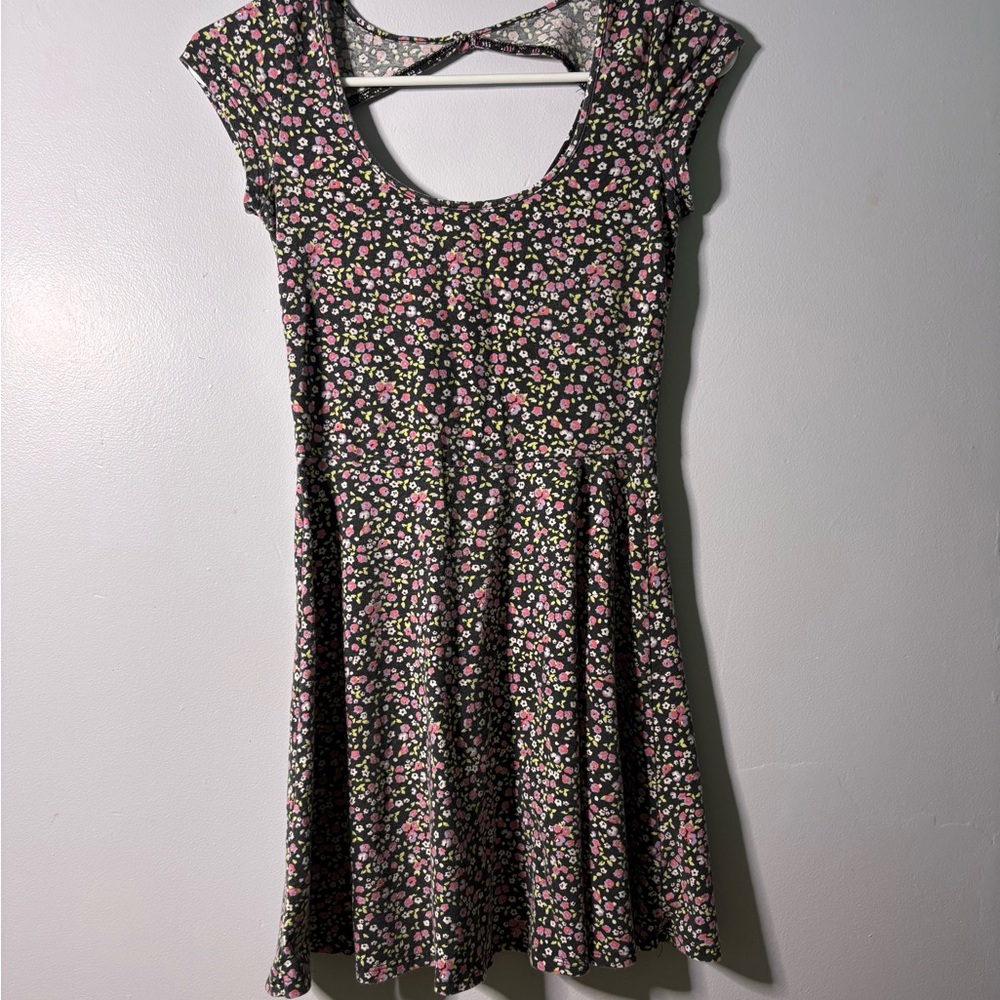 American Eagle Floral Scoop Neck Fit & Flare Dress -